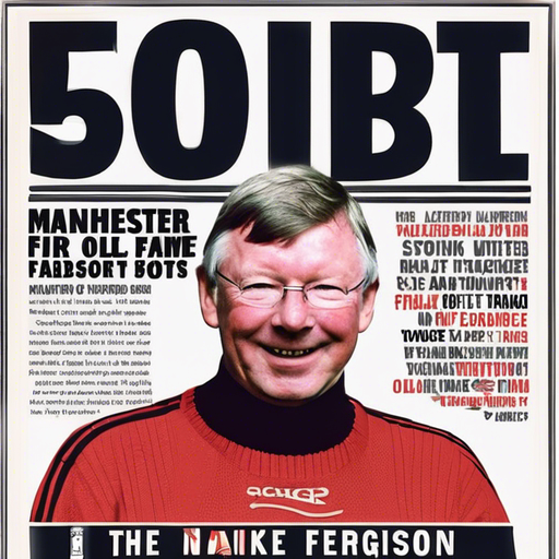 The photo features a biography of Sir Alex Ferguson, the legendary Manchester United manager, detailing his journey from Scotti